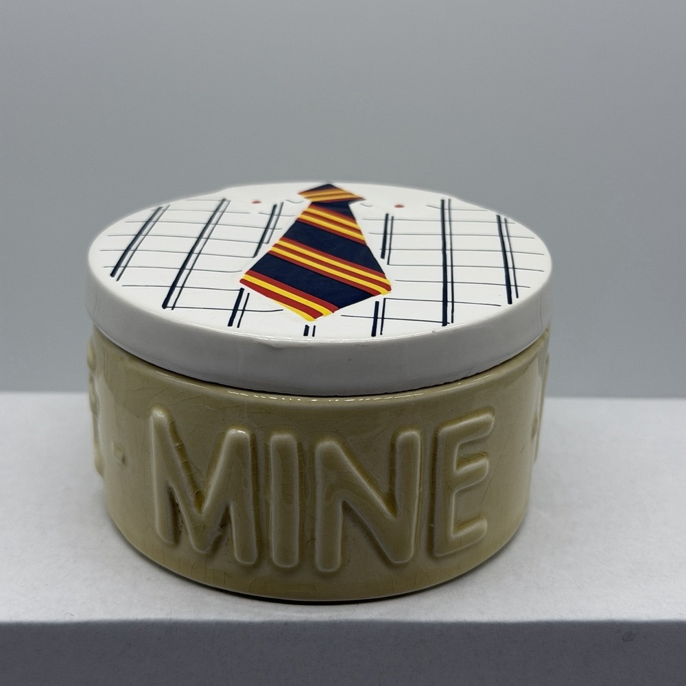 MINE Ceramic Box For Tie Tacks Cufflinks Trinkets Shirt Design‎ Japan Vintage
